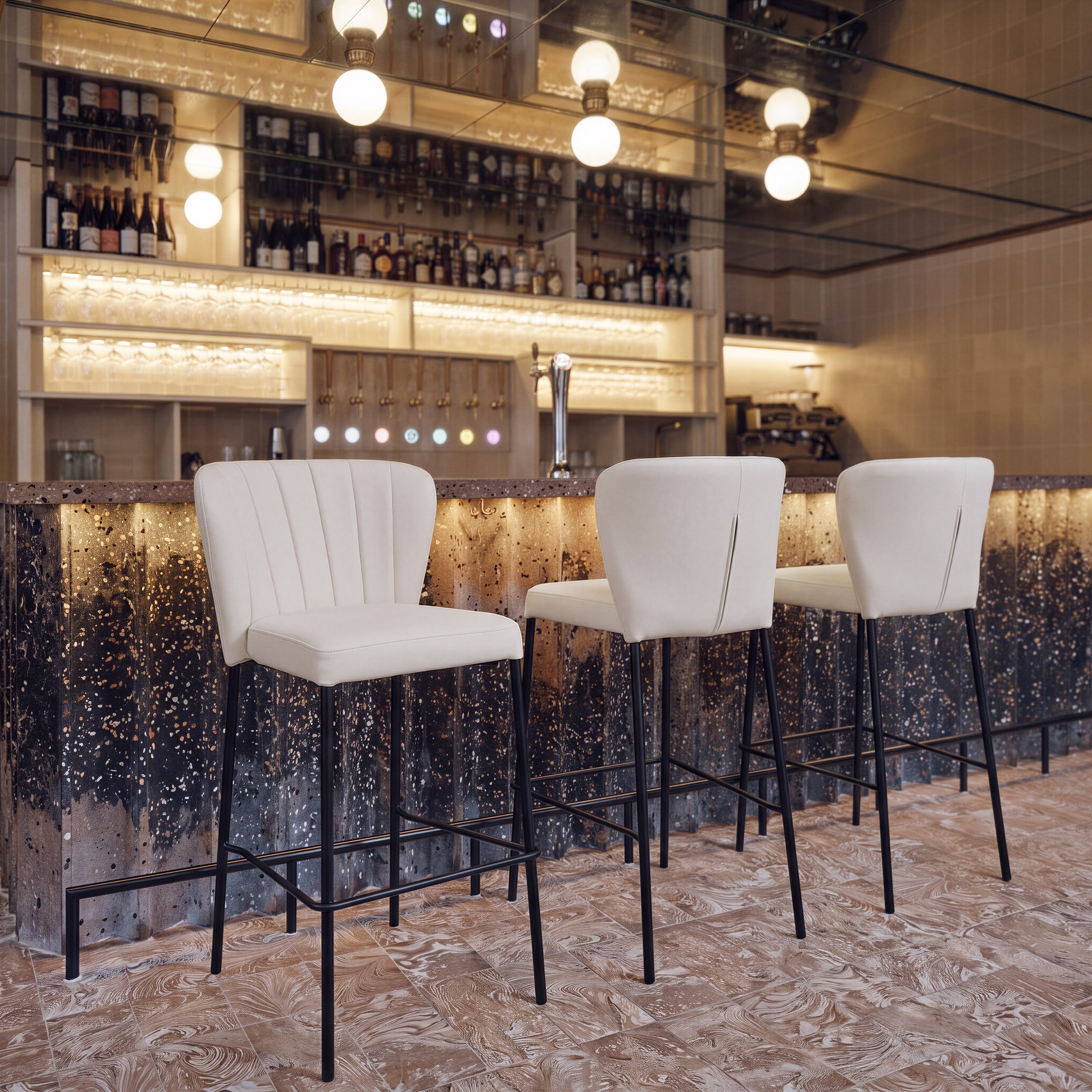 Zuo Linz Barstool Set of 2 – Cream