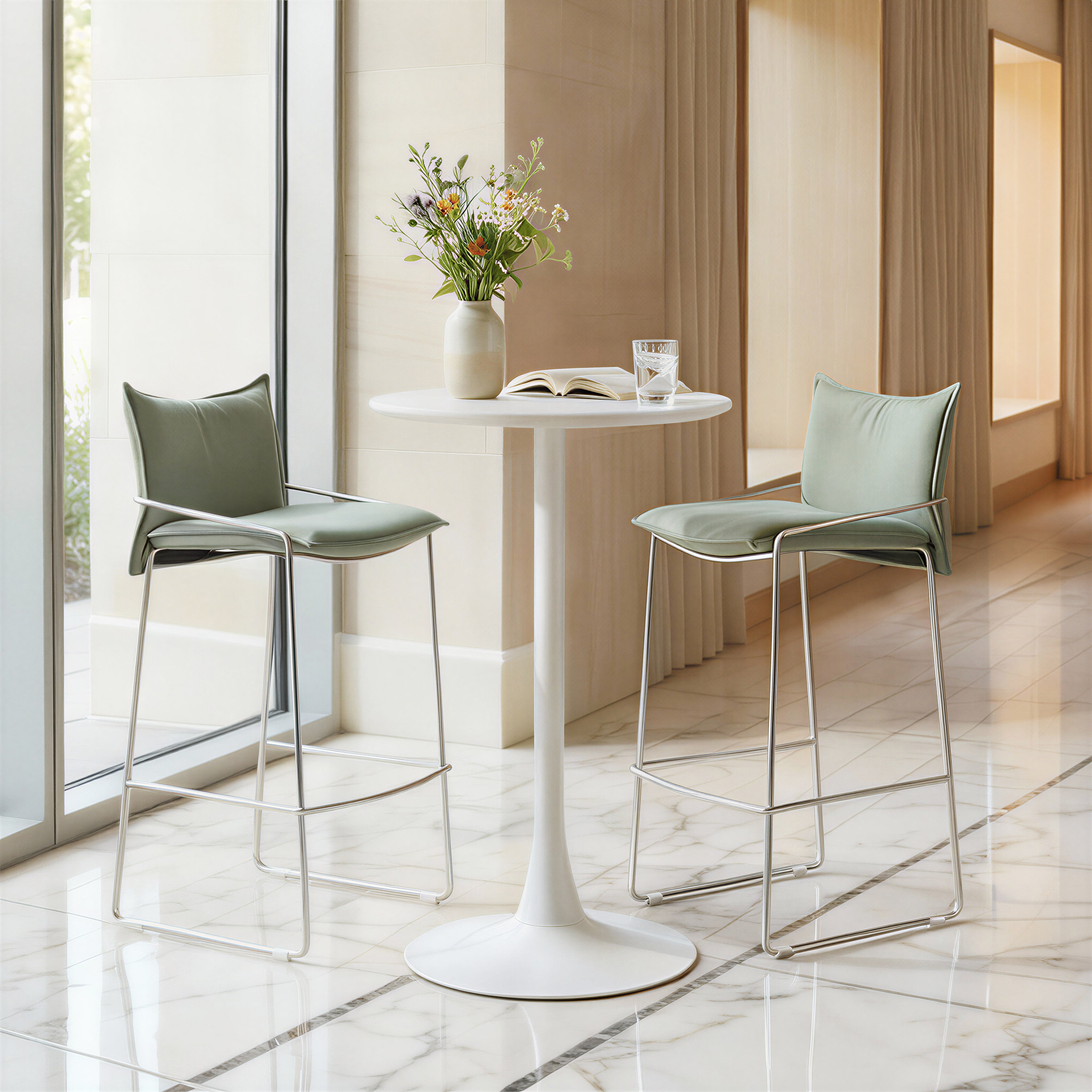 Zuo Auray Pedestal Bar Table – White