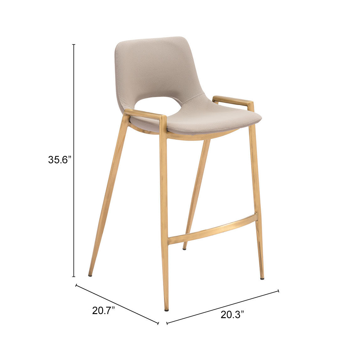 Zuo Desi Counter Stool Set of 2 – Beige & Gold