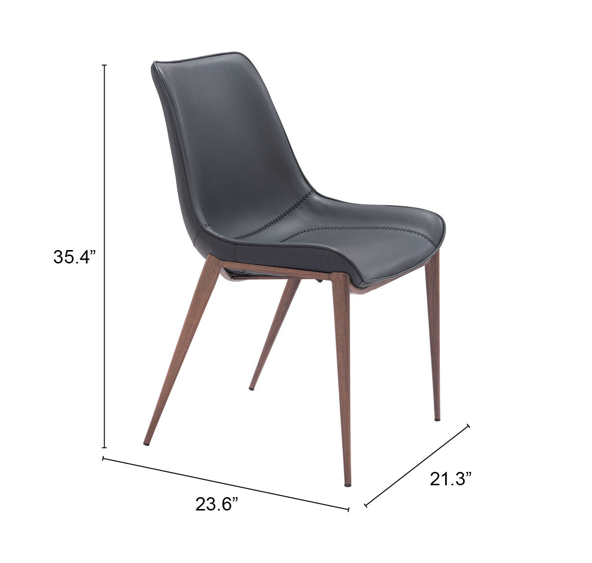 Zuo Magnus Dining Chair Set of 2 – Black & Walnut