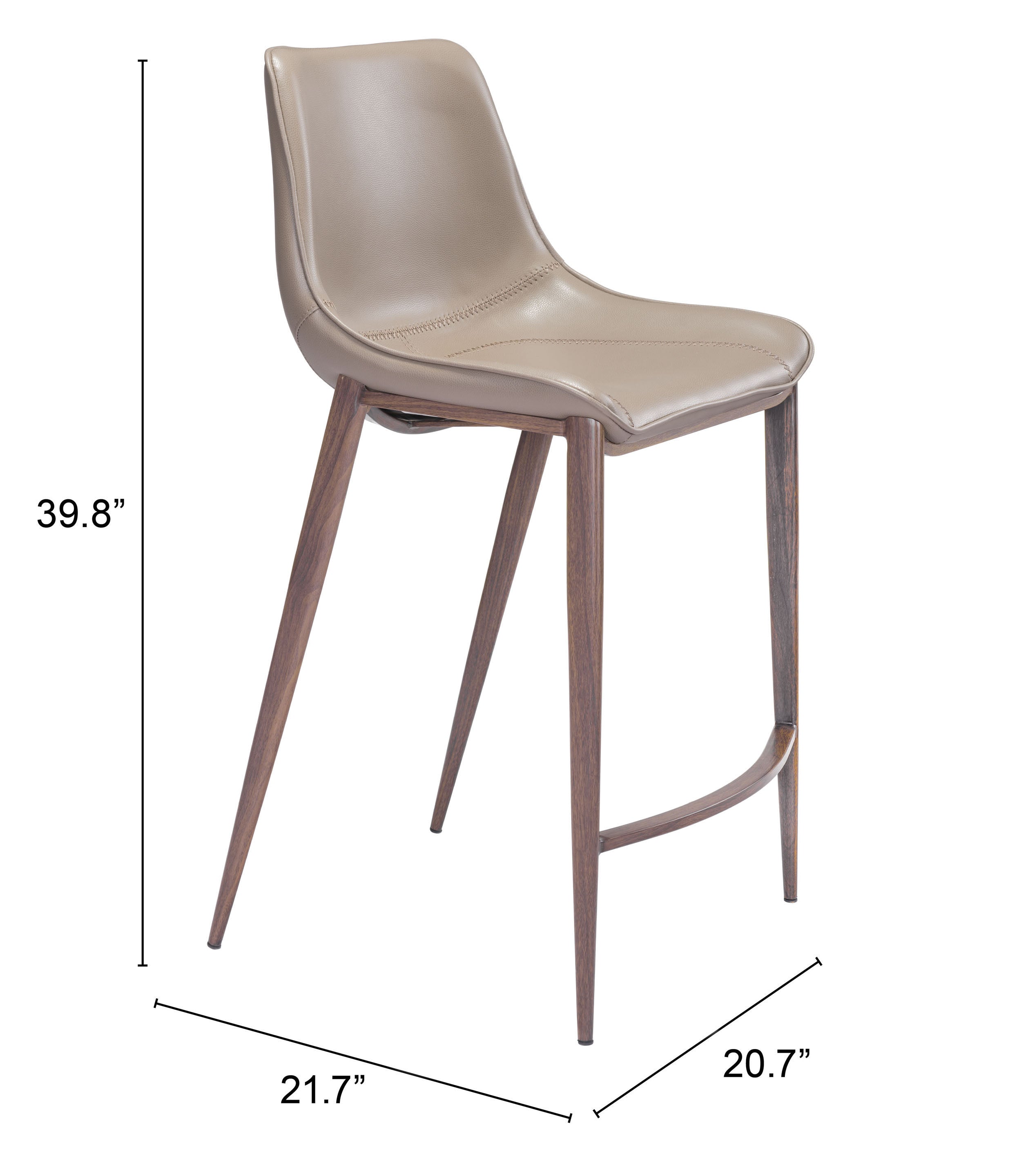 Zuo Magnus Counter Stool Set of 2 – Brown & Walnut