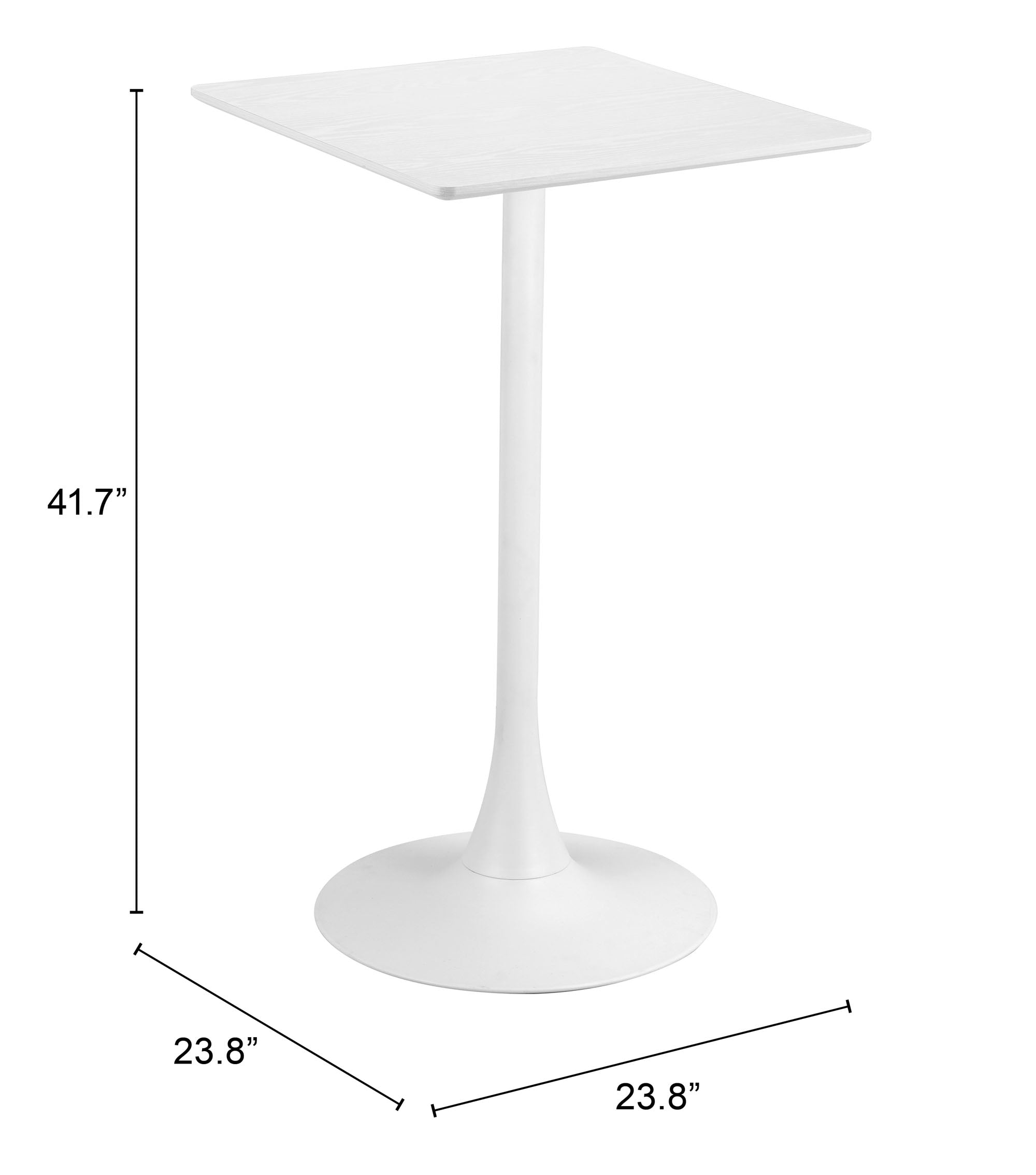 Zuo Valleta Pedestal Bar Table – White