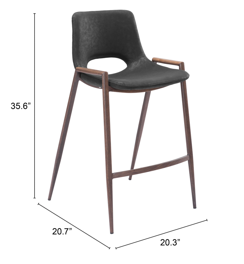 Zuo Desi Counter Stool Set of 2 – Black & Walnut