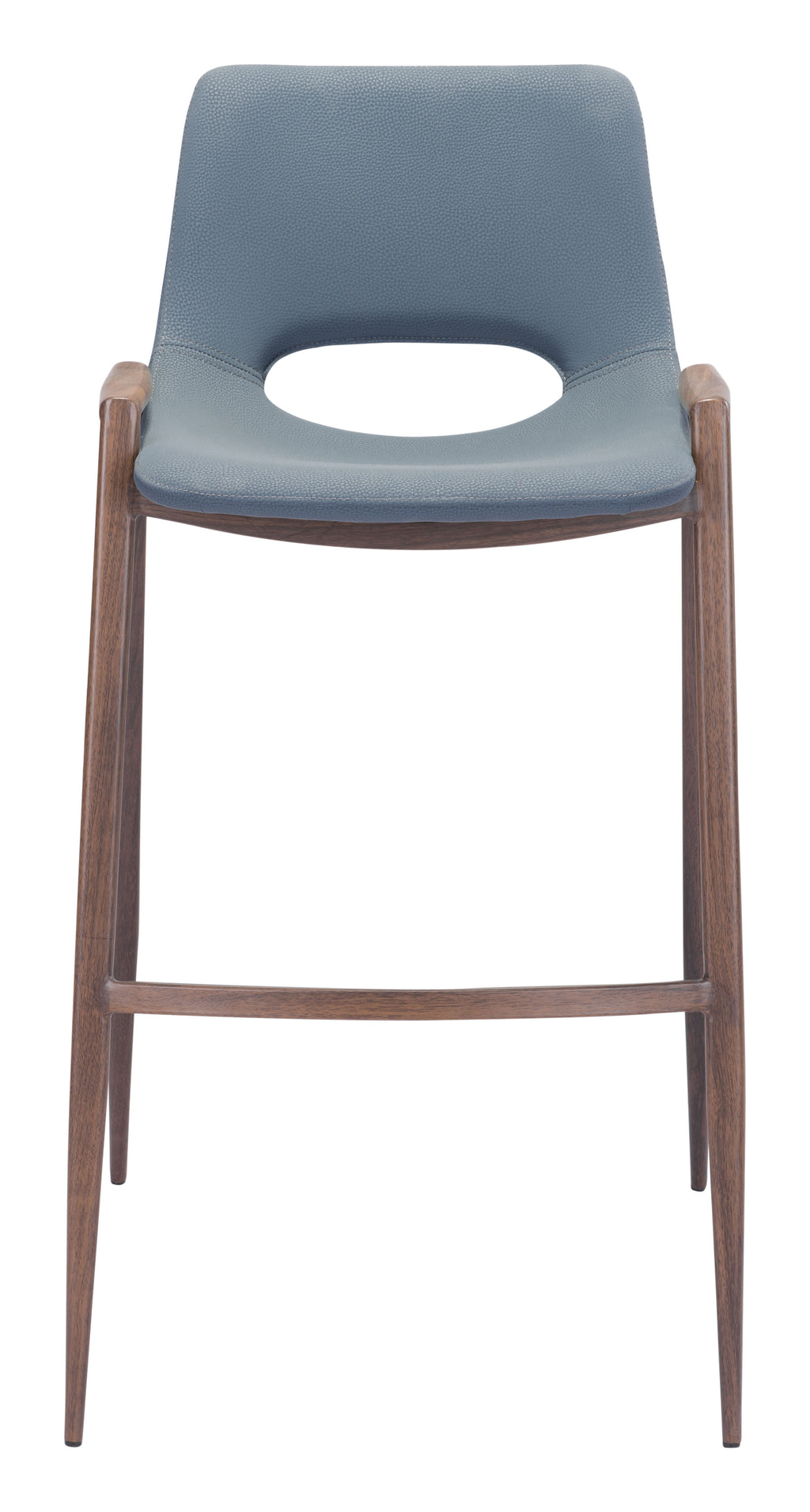 Zuo Desi Barstool Set of 2 – Azure Gray & Walnut