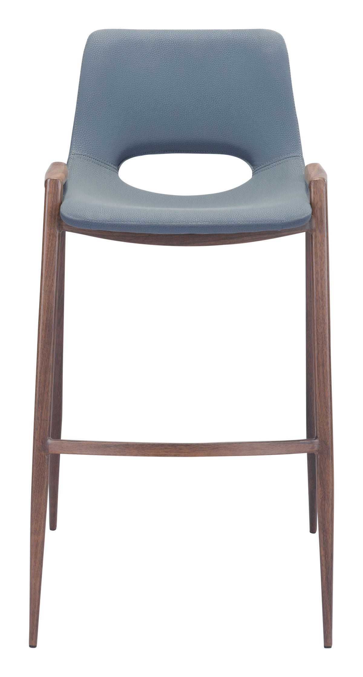 Zuo Desi Barstool Set of 2 – Azure Gray & Walnut