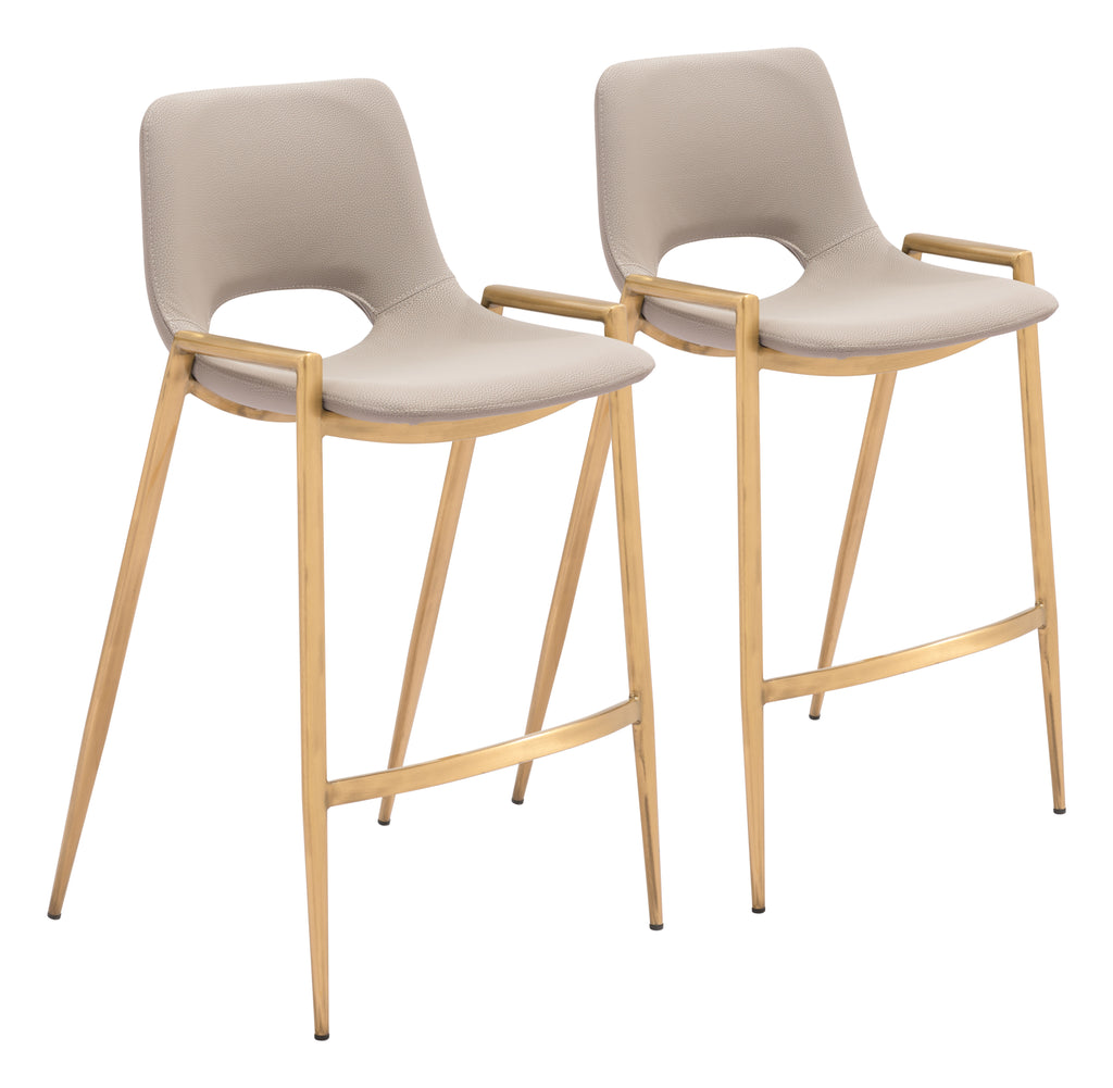 Zuo Desi Counter Stool Set of 2 – Beige & Gold