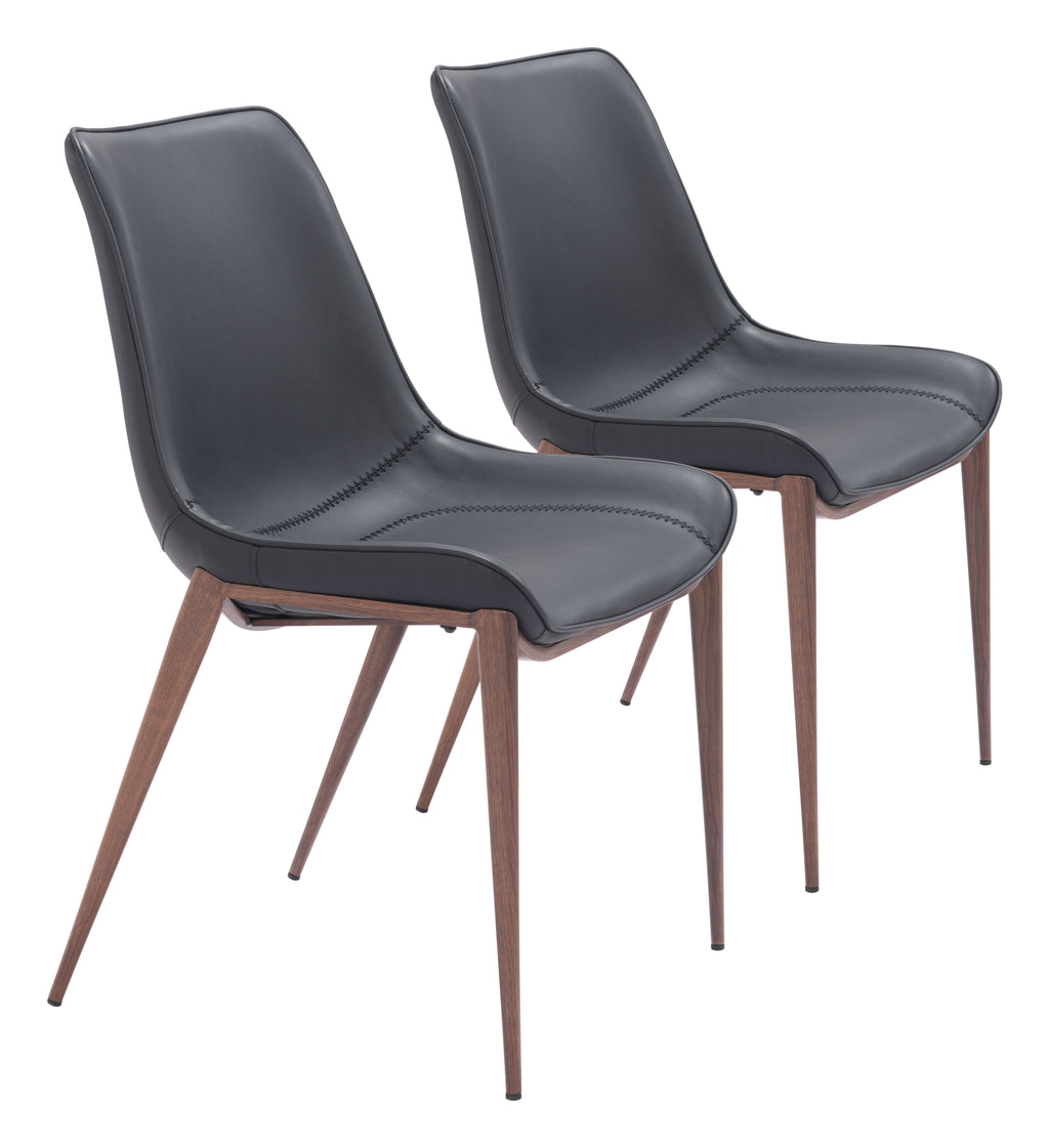 Zuo Magnus Dining Chair Set of 2 – Black & Walnut
