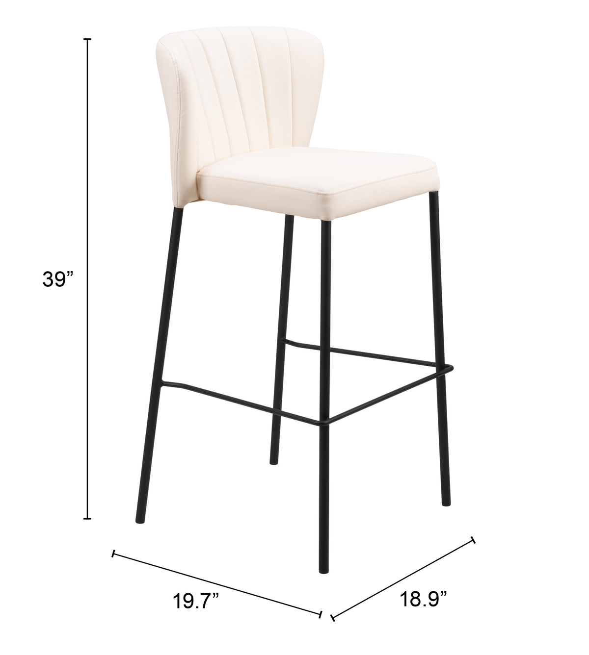 Zuo Linz Barstool Set of 2 – Cream