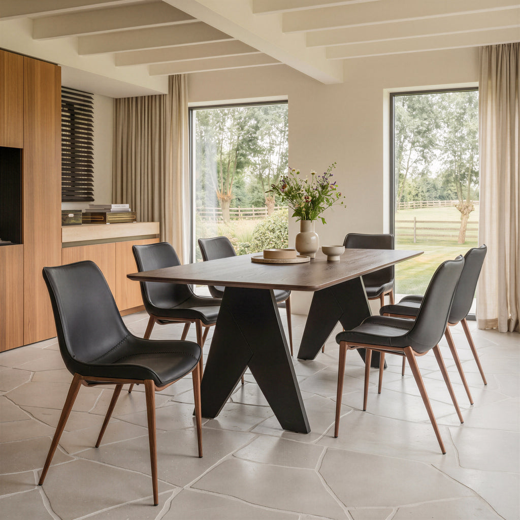 Zuo Magnus Dining Chair Set of 2 – Black & Walnut