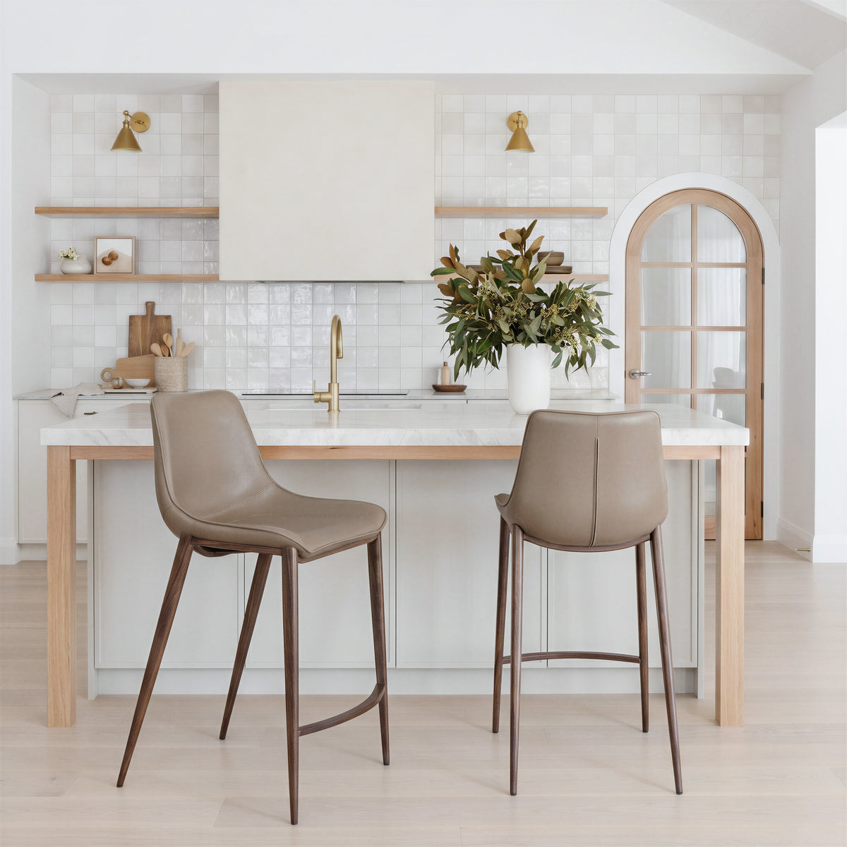 Zuo Magnus Counter Stool Set of 2 – Brown & Walnut