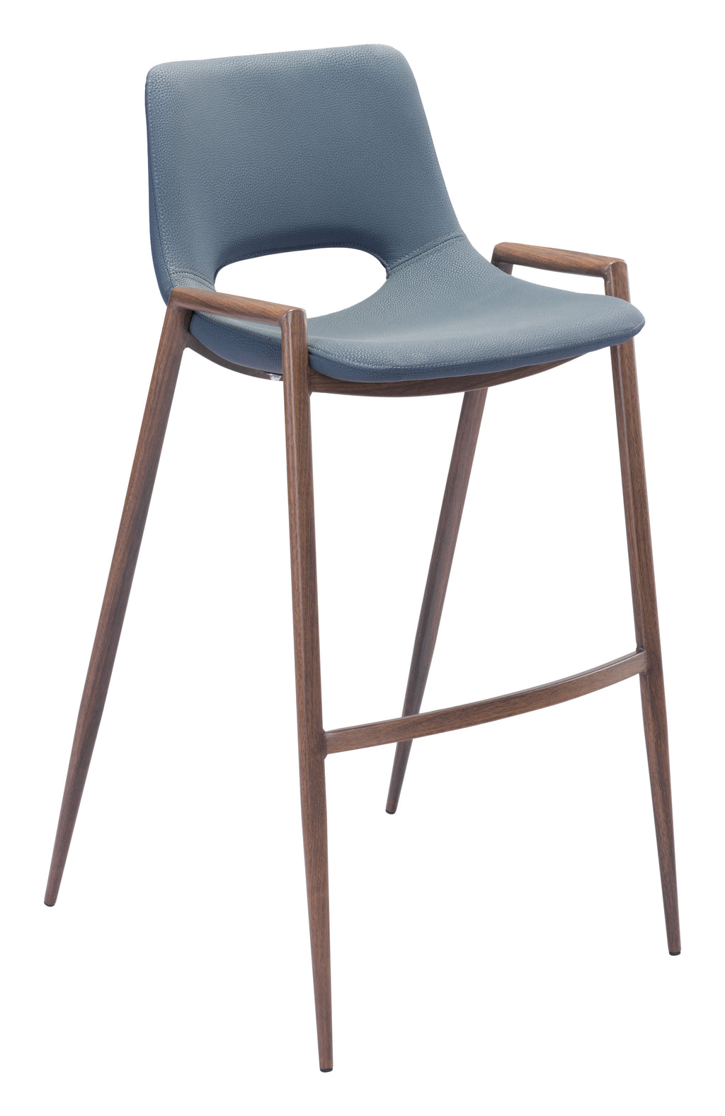 Zuo Desi Barstool Set of 2 – Azure Gray & Walnut