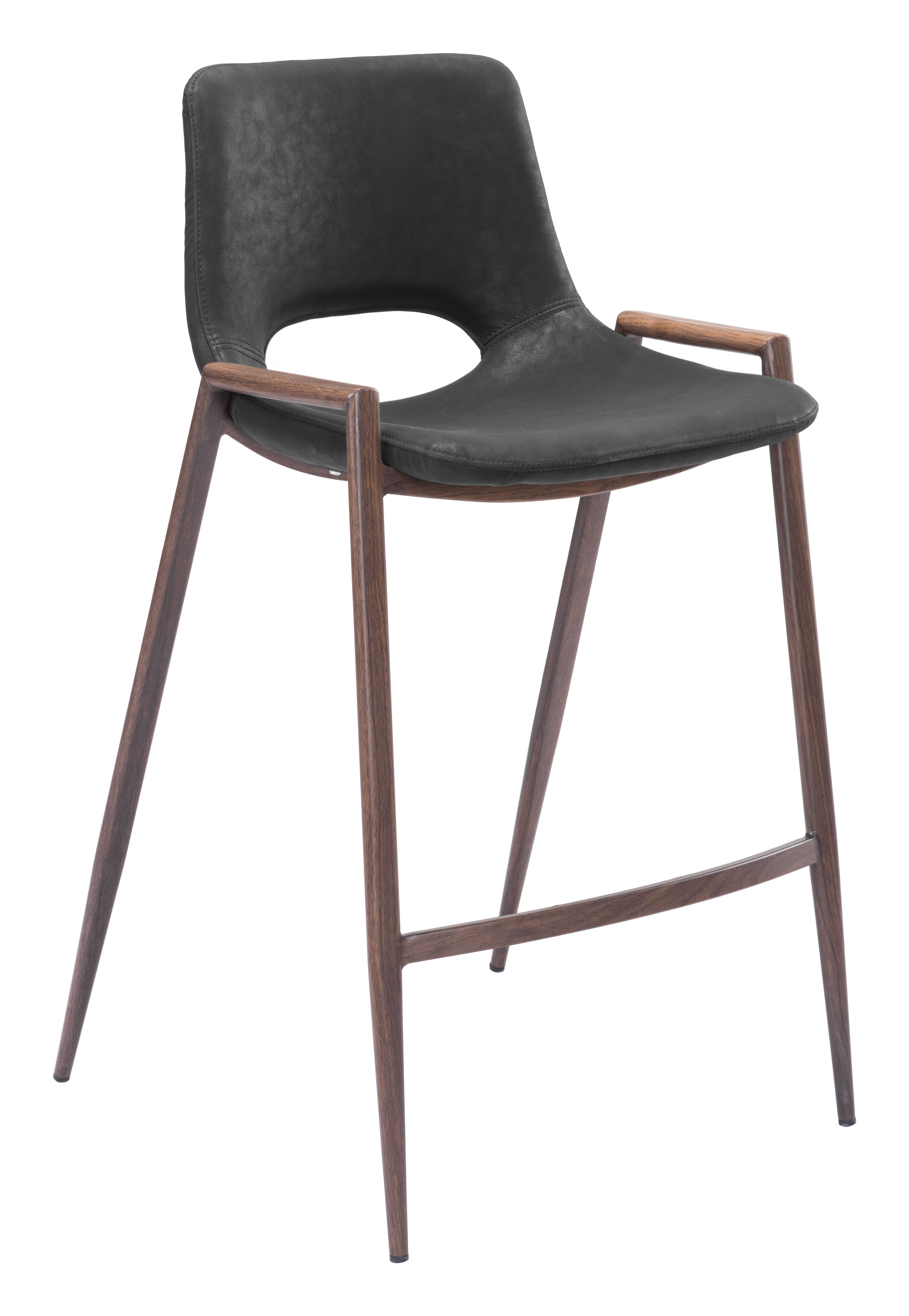 Zuo Desi Counter Stool Set of 2 – Black & Walnut