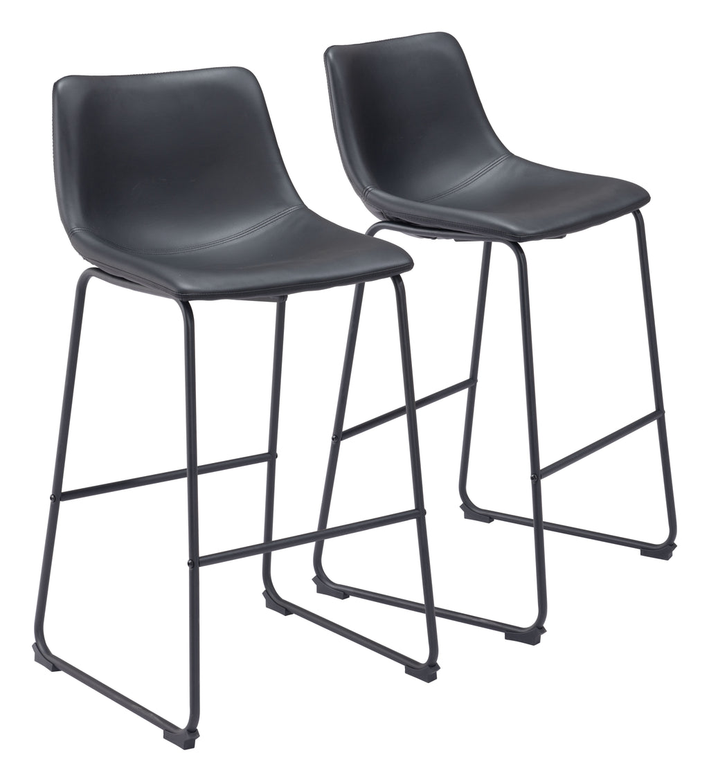 Zuo Smart Barstool Set of 2 – Black