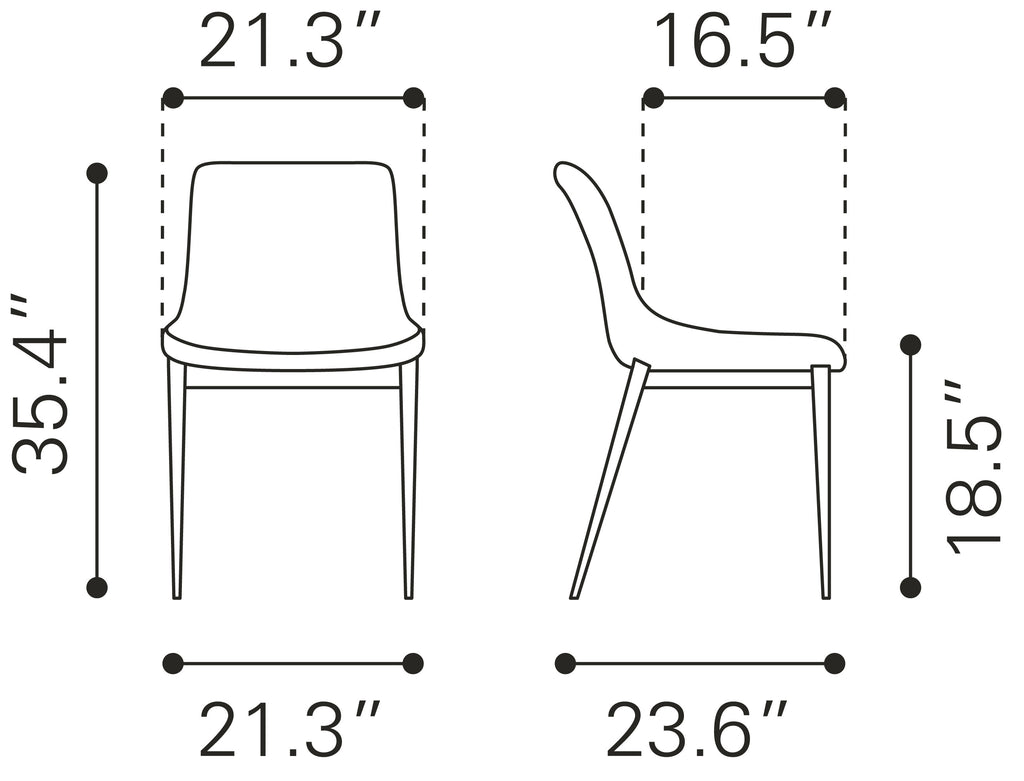 Zuo Magnus Dining Chair Set of 2 – Black & Walnut