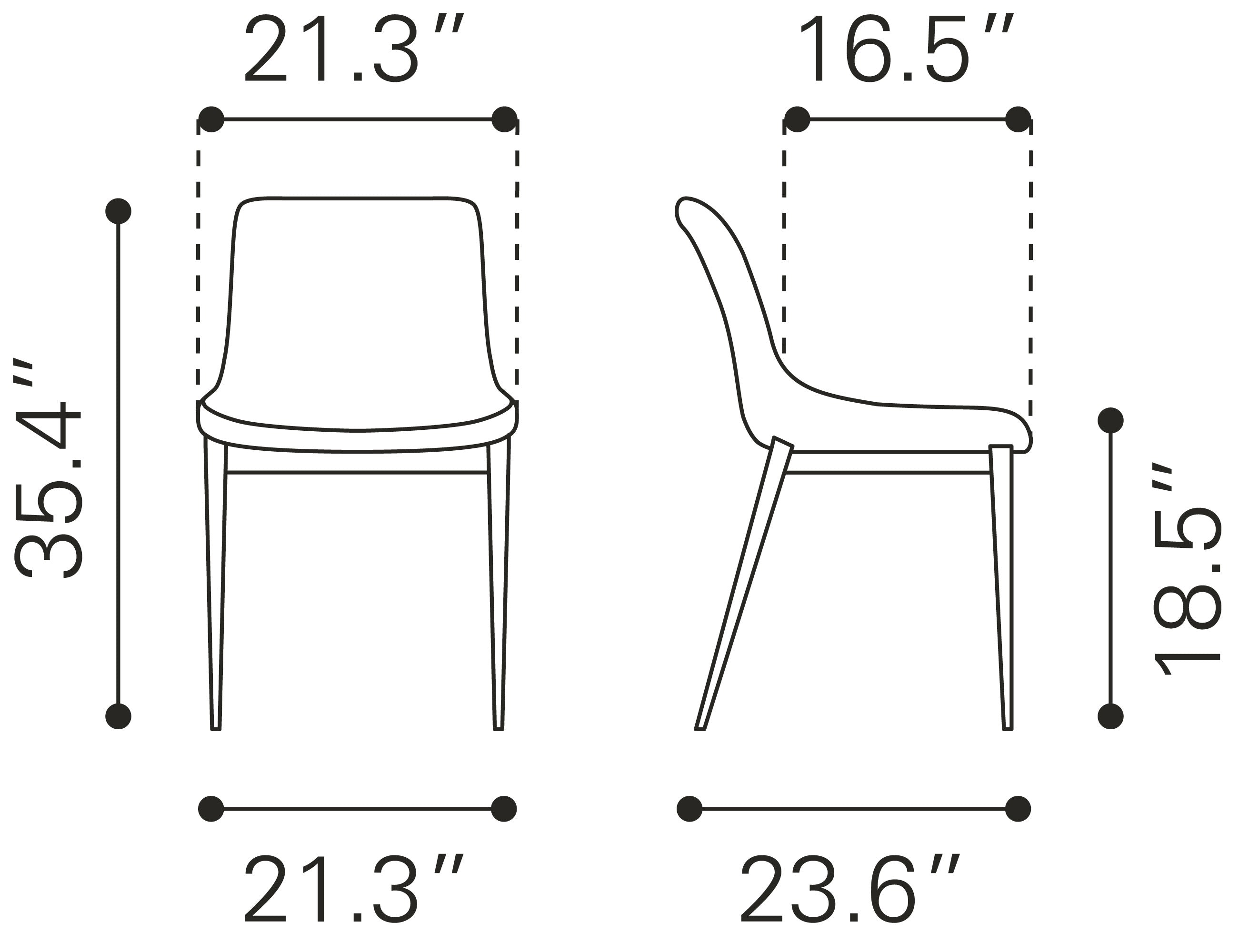 Zuo Magnus Dining Chair Set of 2 – Black & Walnut