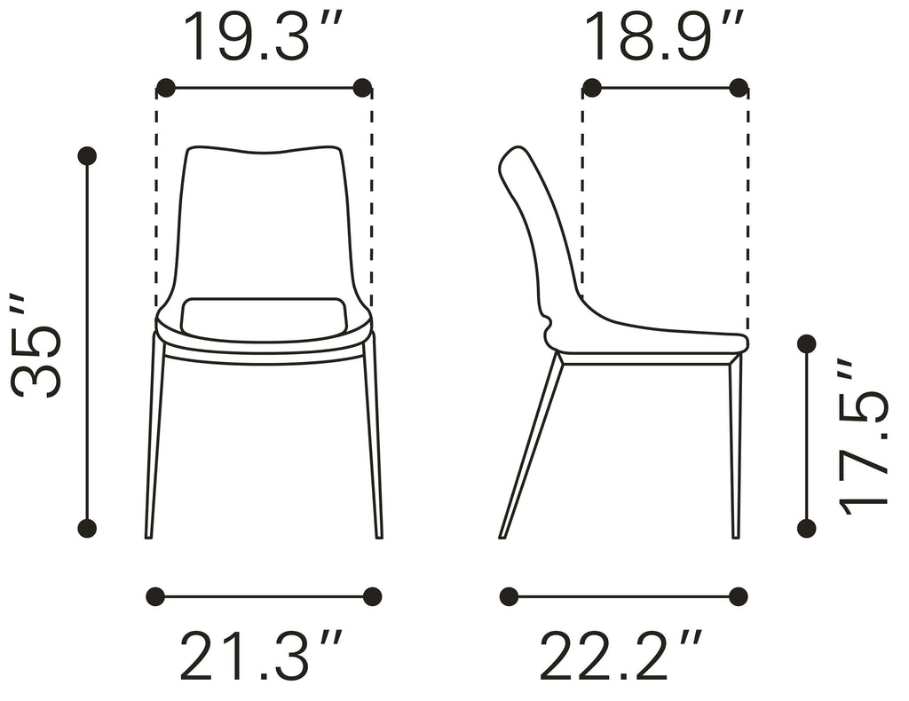 Zuo Ace Dining Chair Set of 2 – Brown & Walnut