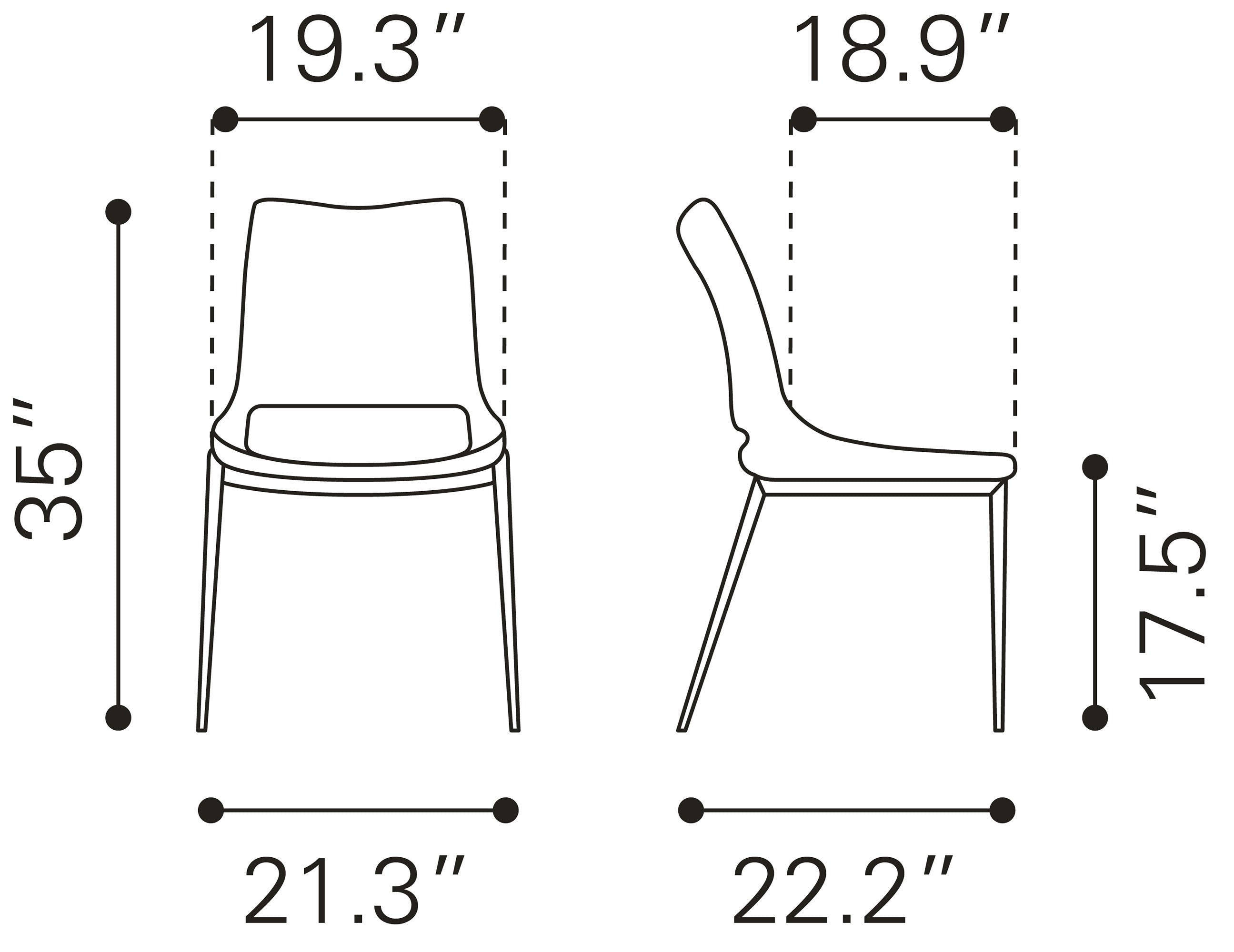 Zuo Ace Dining Chair Set of 2 – Brown & Walnut