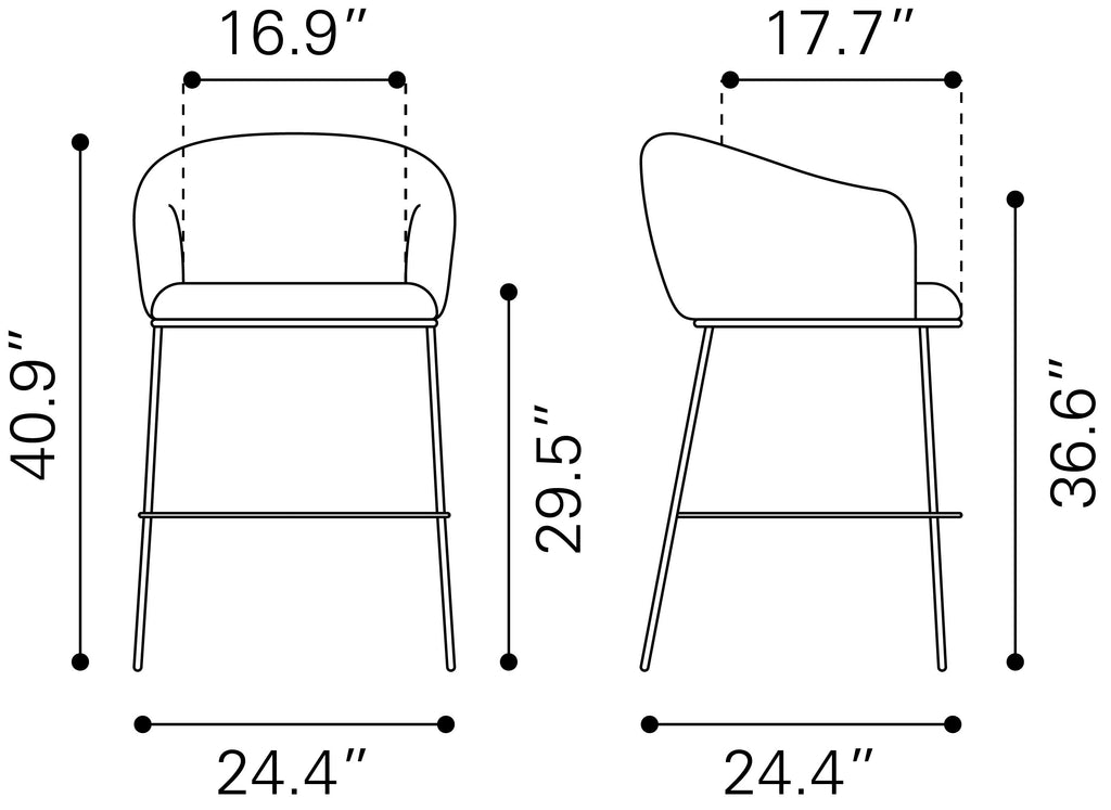 Zuo Essen Barstool – Black & Bronze