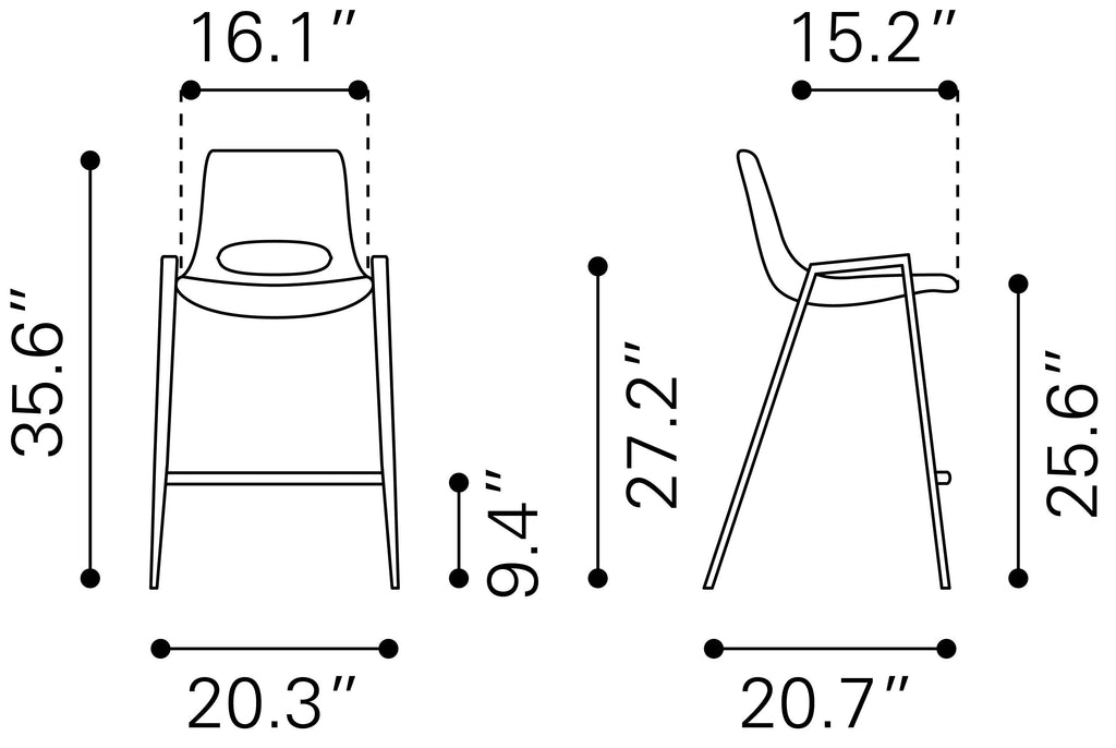 Zuo Desi Counter Stool Set of 2 – Black & Walnut