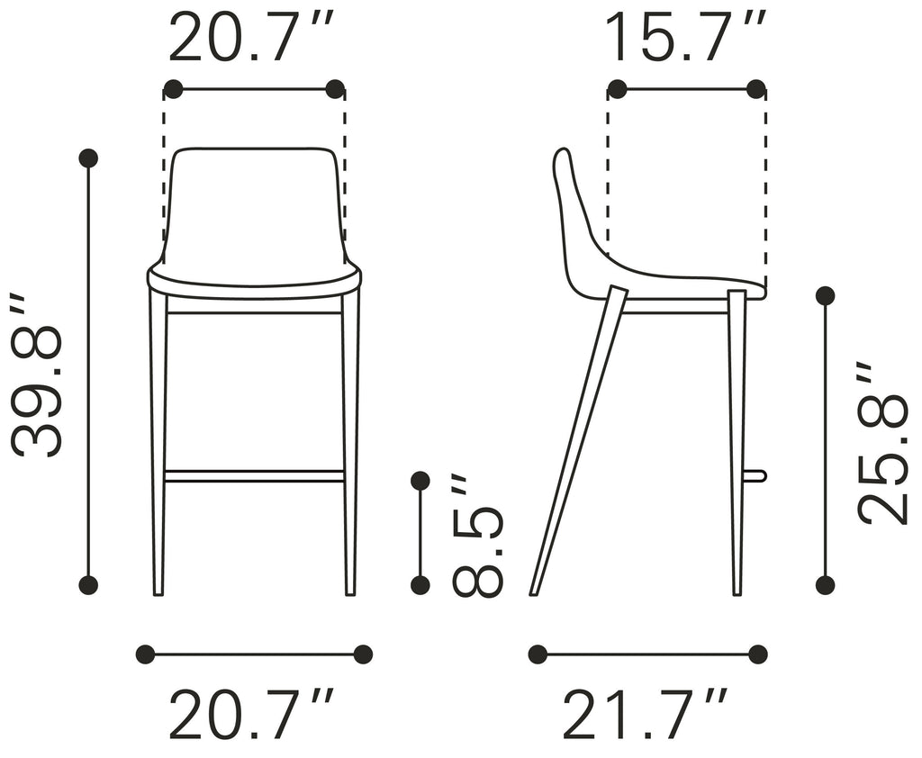 Zuo Magnus Counter Stool Set of 2 – Brown & Walnut