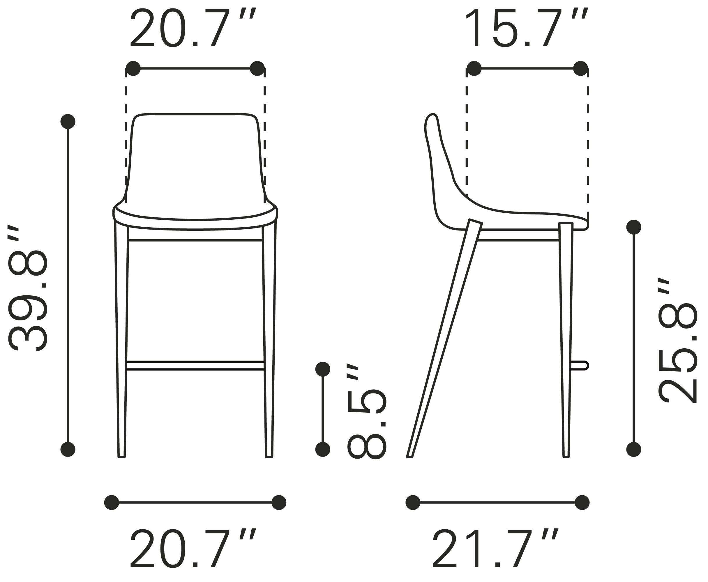 Zuo Magnus Counter Stool Set of 2 – Brown & Walnut