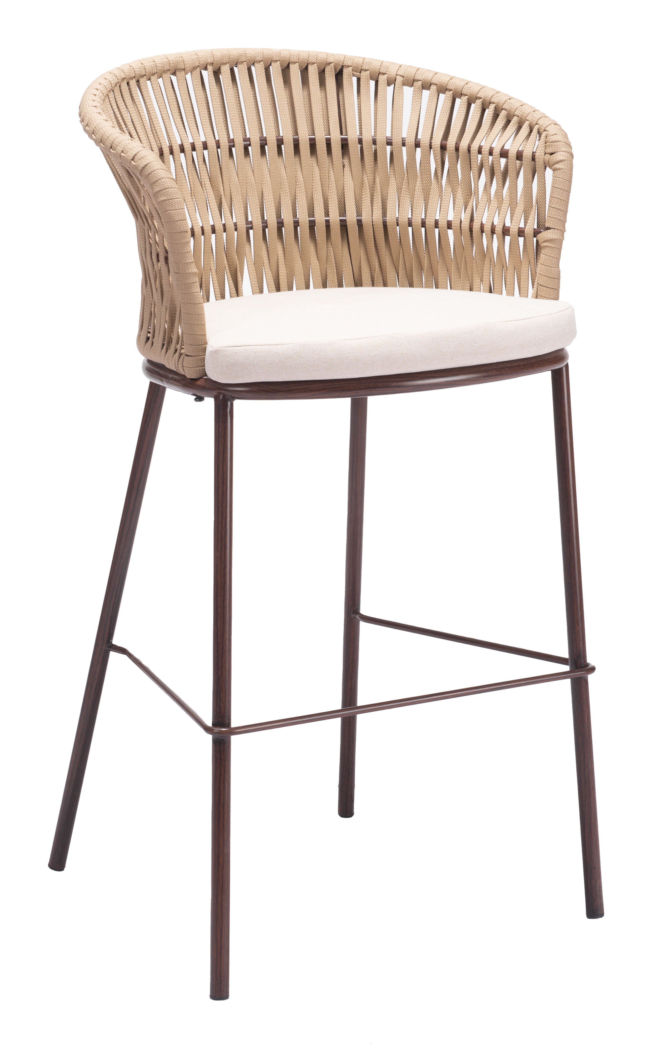 Zuo Freycinet Outdoor Barstool Set of 2 – Natural