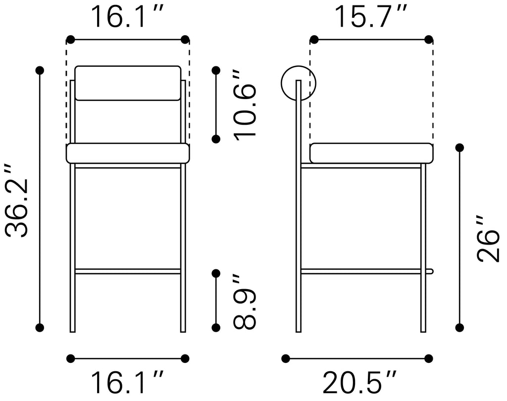 Zuo Livorno Counter Stool Set of 2 – Ivory
