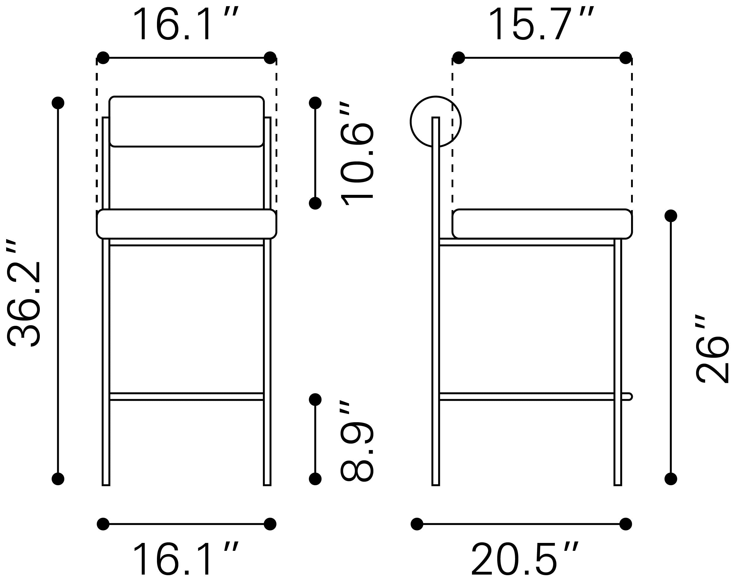 Zuo Livorno Counter Stool Set of 2 – Ivory