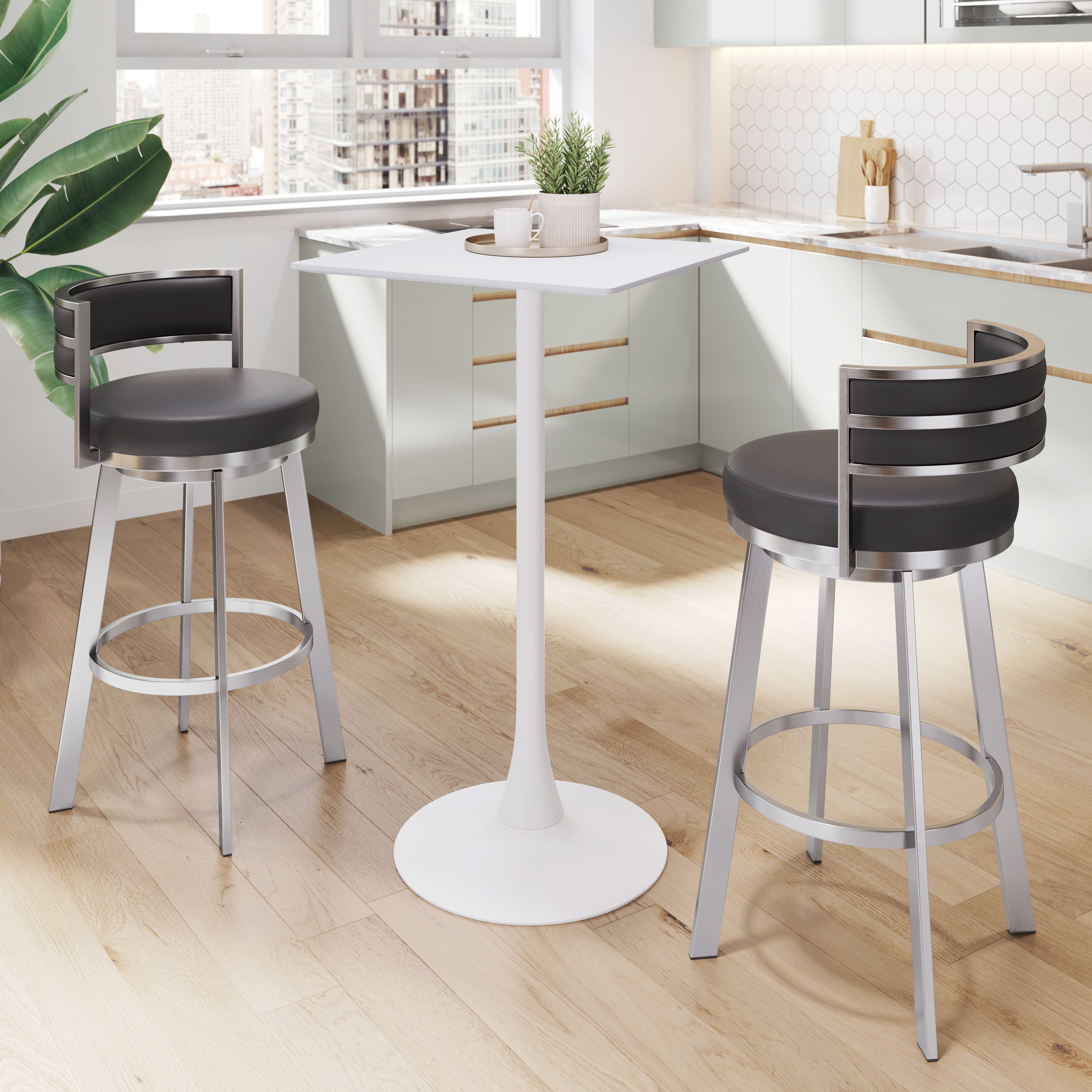 Zuo Valleta Pedestal Bar Table – White