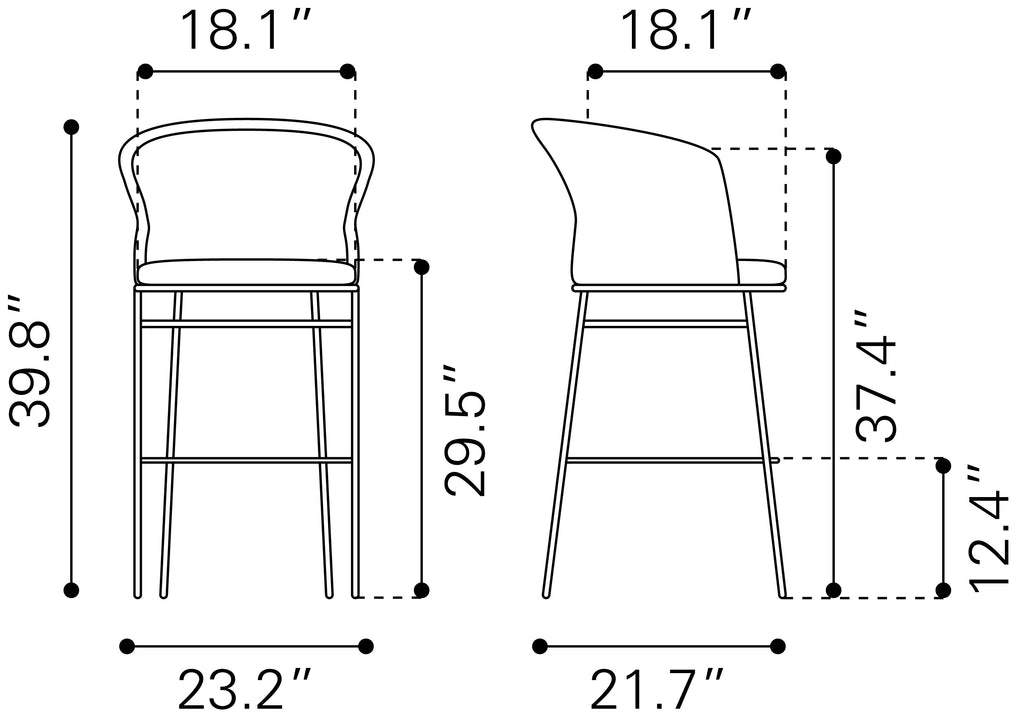 Zuo Freycinet Outdoor Barstool Set of 2 – Natural