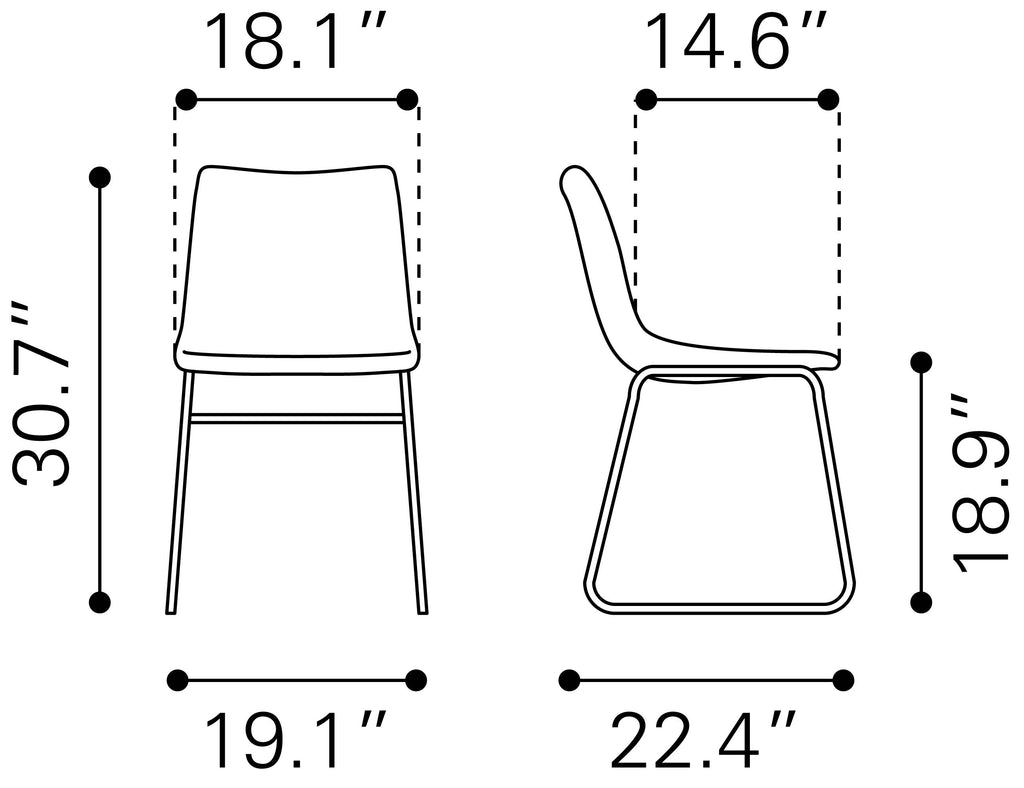 Zuo Smart Dining Chair Set of 2 – Charcoal