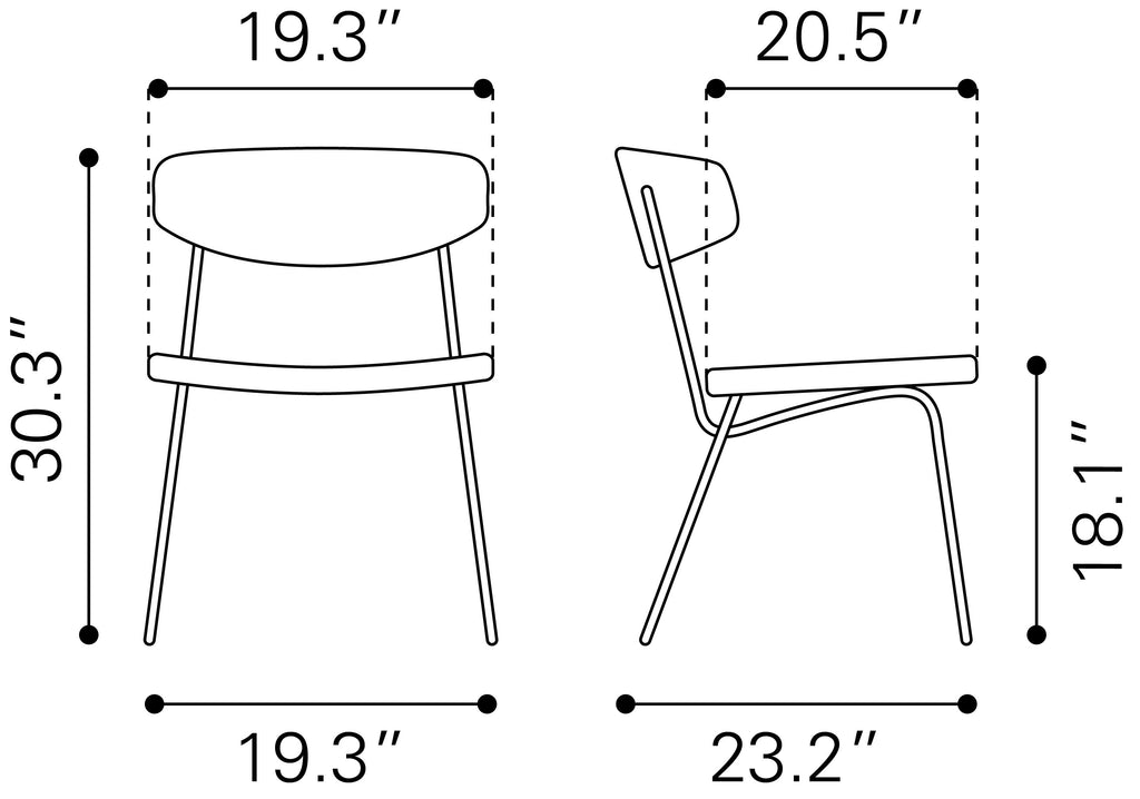 Zuo Charon Dining Chair Set of 2 – Vintage Black
