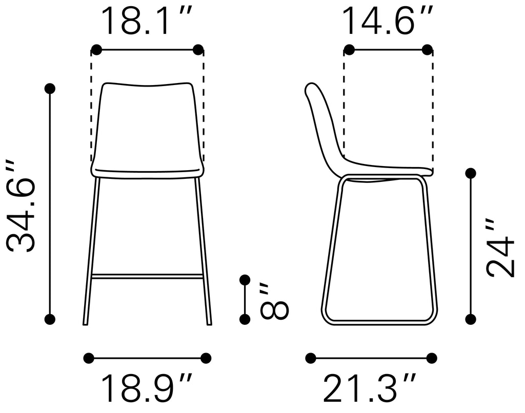 Zuo Smart Counter Stool Set of 2 – Black