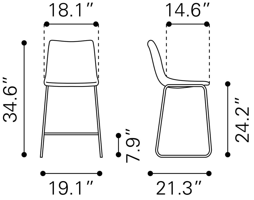 Zuo Smart Counter Stool Set of 2 – Vintage Espresso