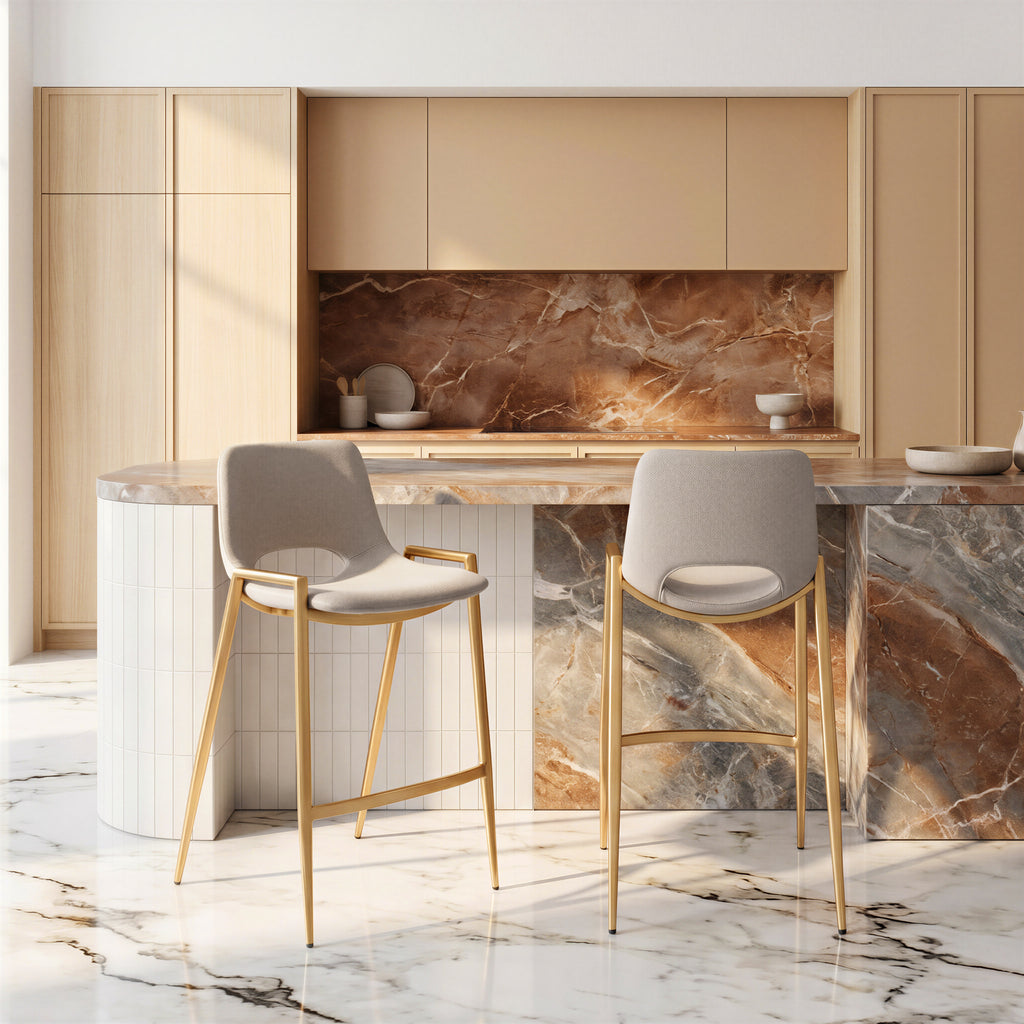 Zuo Desi Counter Stool Set of 2 – Beige & Gold