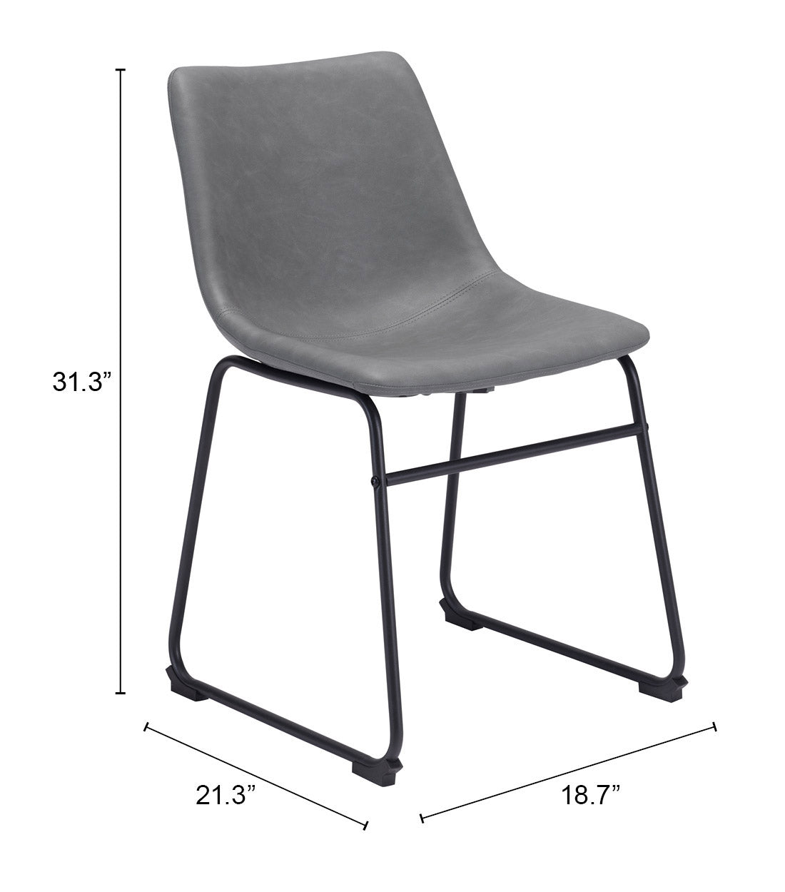 Zuo Smart Dining Chair Set of 2 – Charcoal