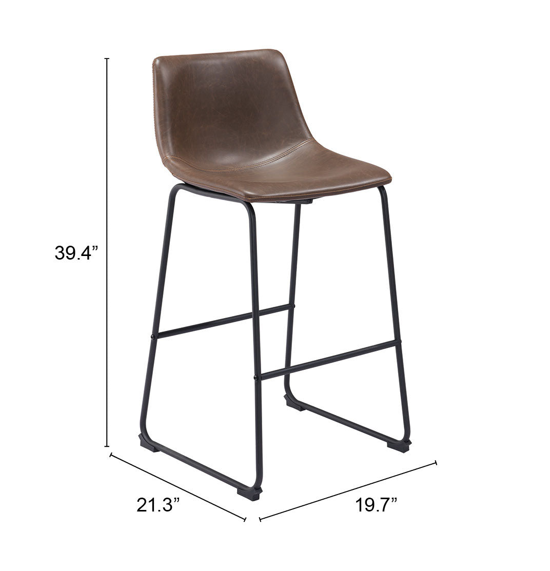Zuo Smart Barstool Set of 2 – Vintage Espresso