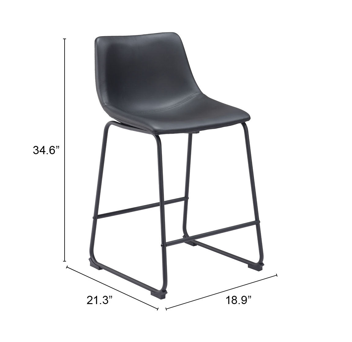 Zuo Smart Counter Stool Set of 2 – Black