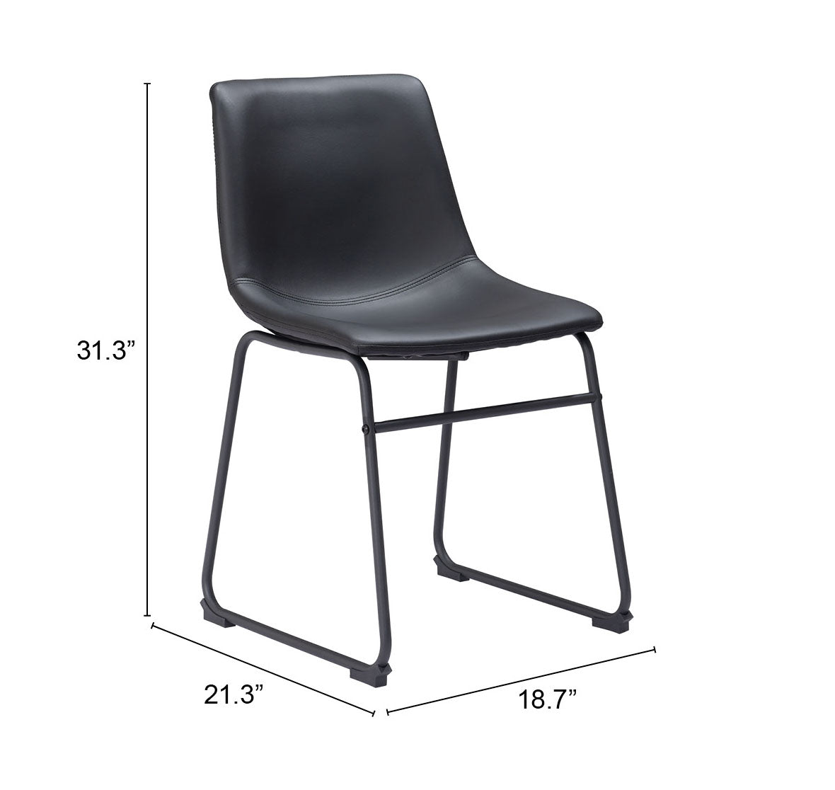 Zuo Smart Dining Chair Set of 2 – Black