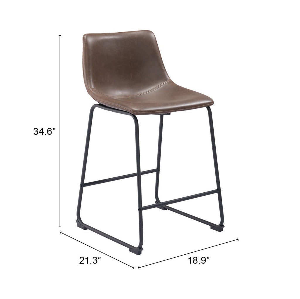 Zuo Smart Counter Stool Set of 2 – Vintage Espresso