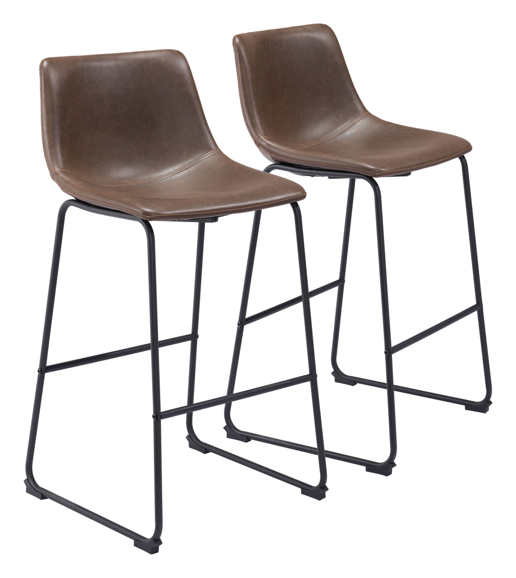 Zuo Smart Barstool Set of 2 – Vintage Espresso