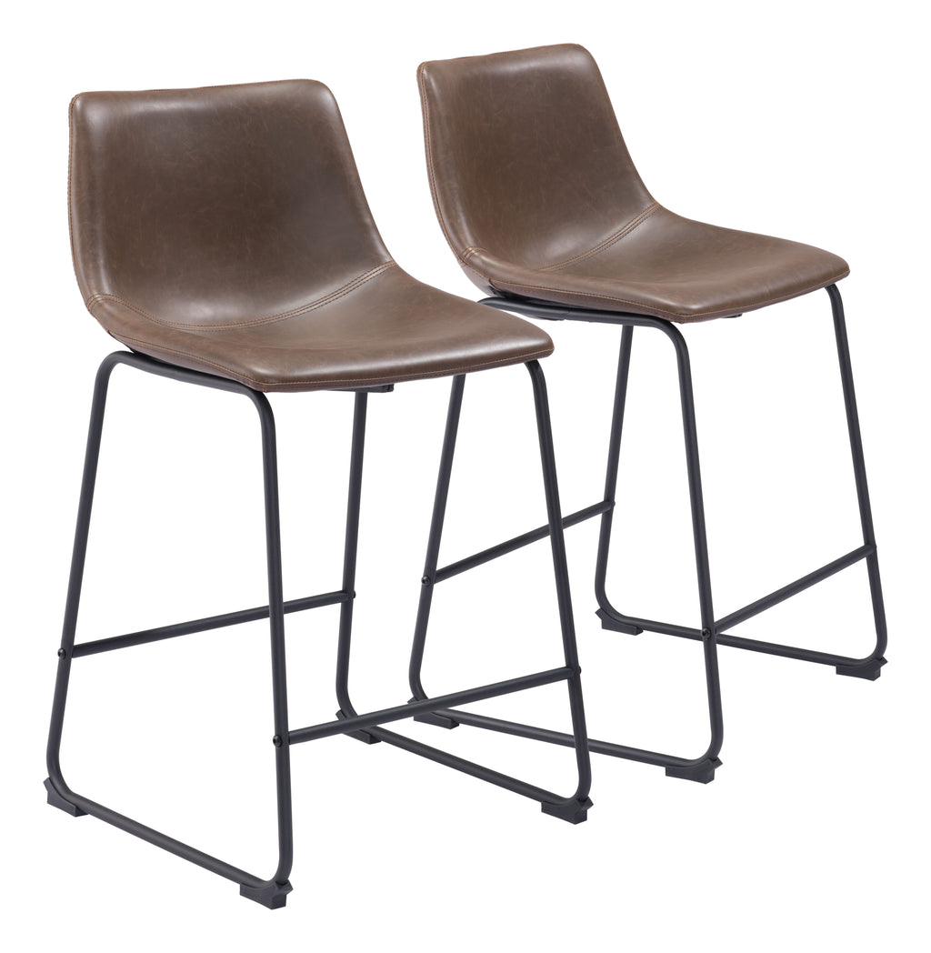 Zuo Smart Counter Stool Set of 2 – Vintage Espresso