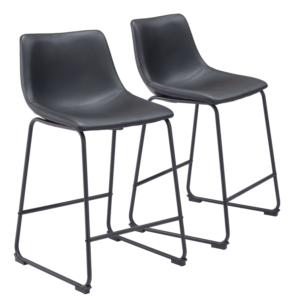 Zuo Smart Counter Stool Set of 2 – Black