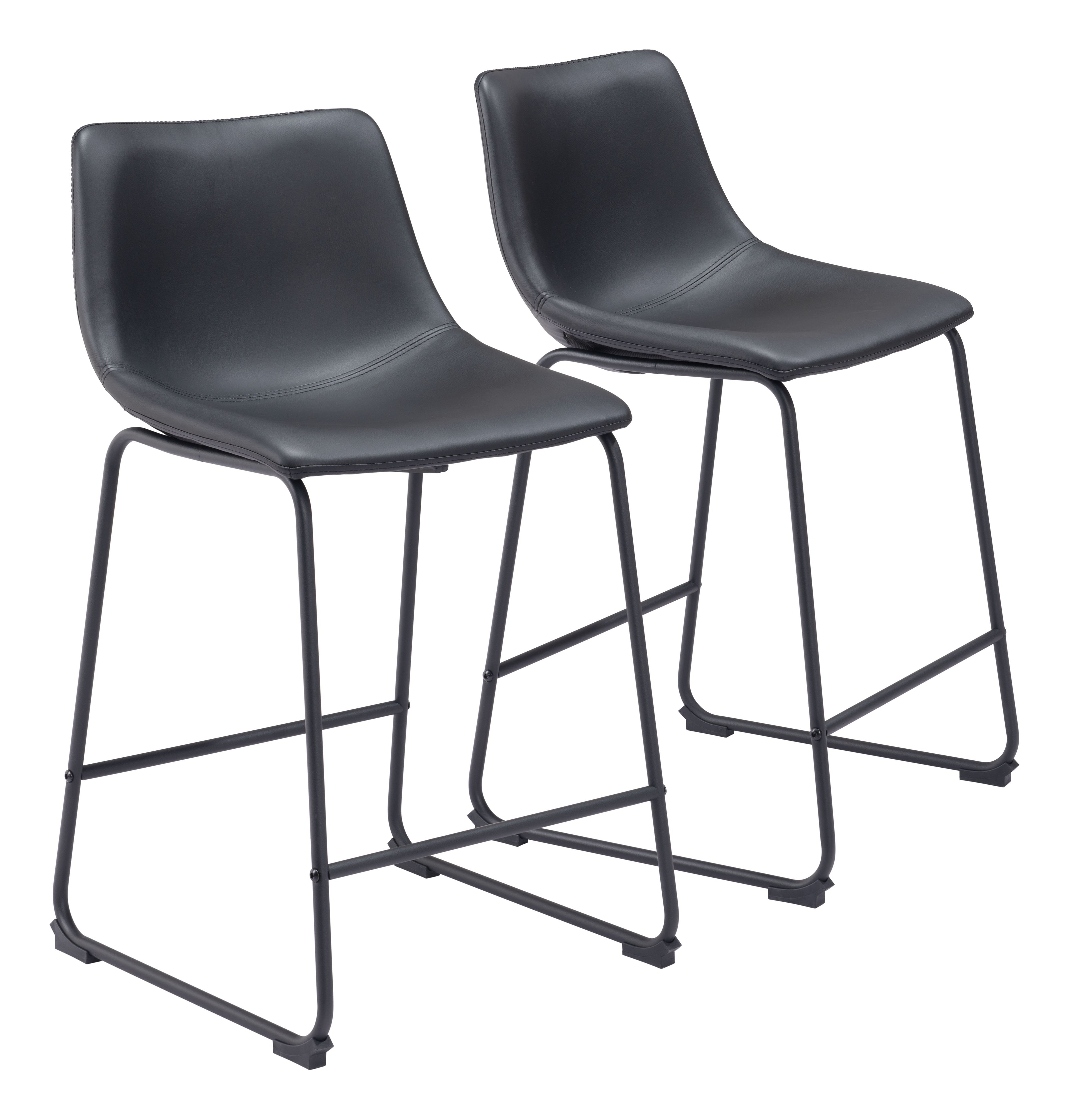 Zuo Smart Counter Stool Set of 2 – Black