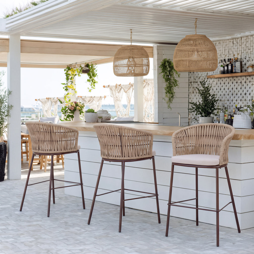 Zuo Freycinet Outdoor Barstool Set of 2 – Natural