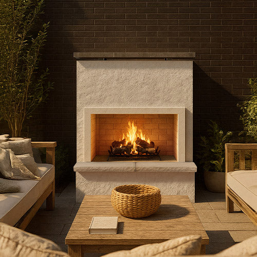 Cal Flame Monterey - Modern Outdoor Gas Fireplace with Bottom Mantel