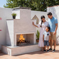 Cal Flame Tahiti - Contemporary Outdoor Gas Fireplace with Wrap-Around Mantel