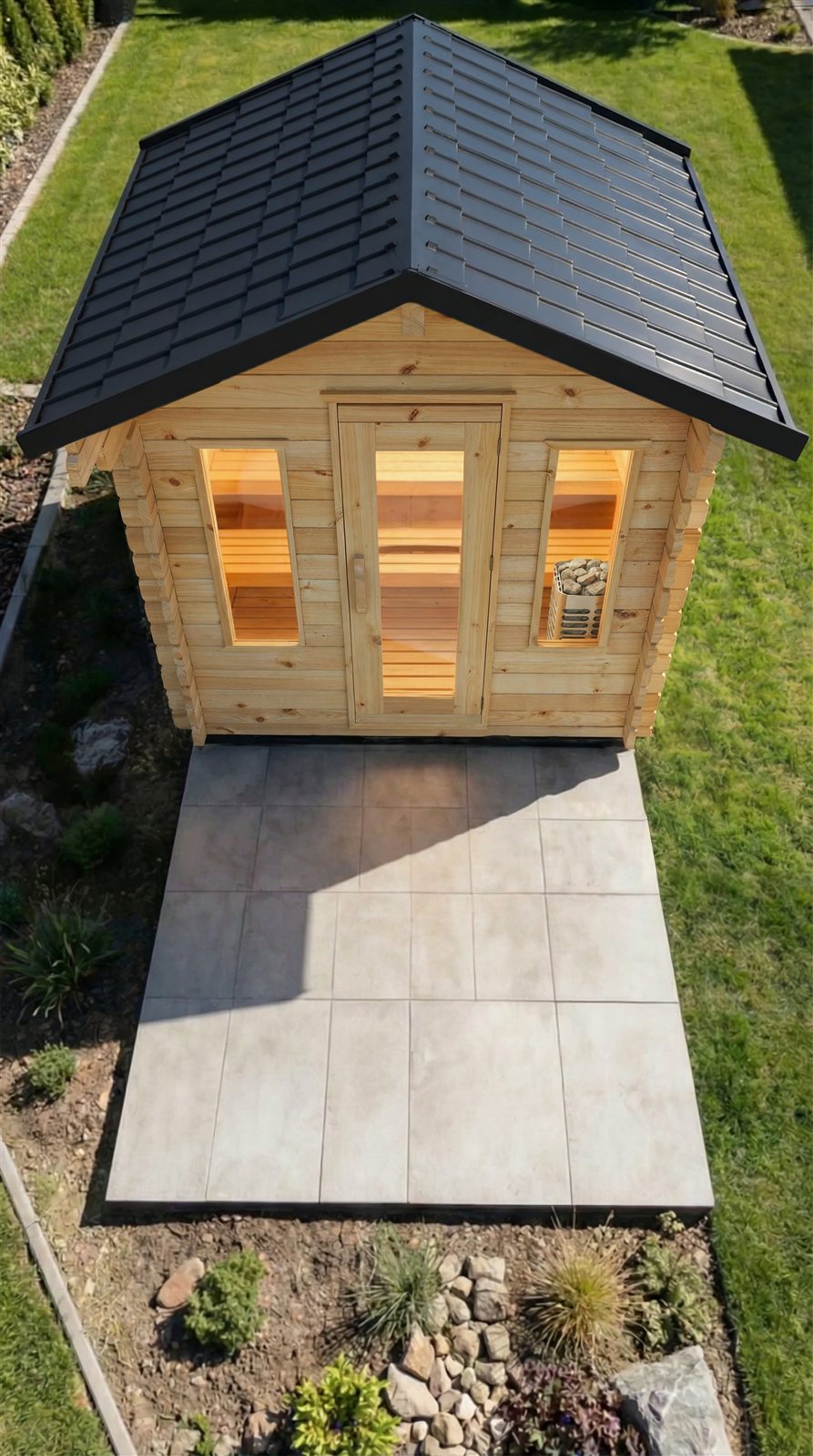 Leisurecraft Canadian Timber Palmer sauna exterior overhead view