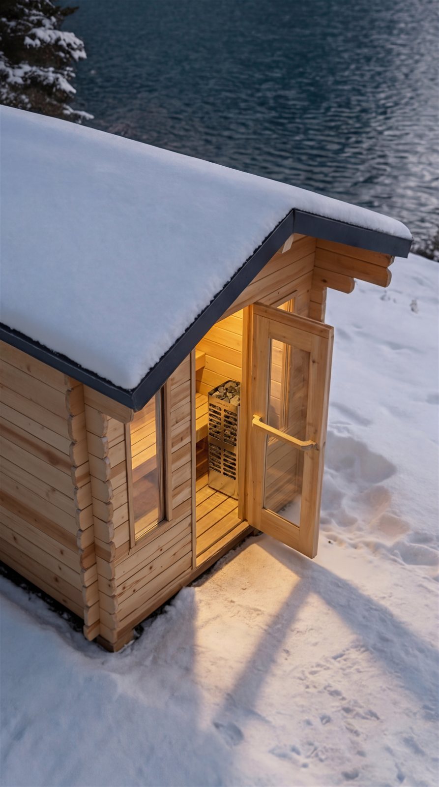 Leisurecraft Canadian Timber Palmer sauna winter exterior view