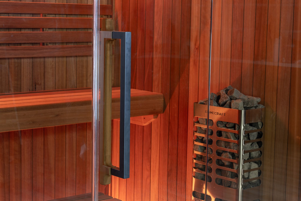 Element Studio glass door handle and heater seen through the glass